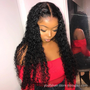 Dropshipping Brazilian Human Hair Wigs HD Lace Front Water Wave Curly Virgin Raw Hair Wig Glueless Transparent Lace Frontal Wigs